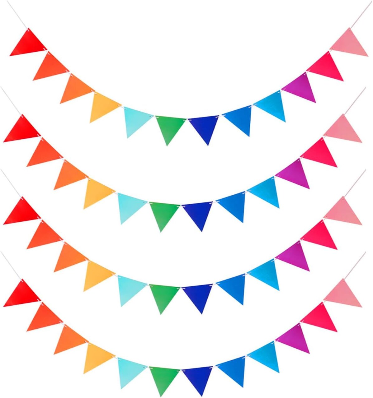 48Pcs Rainbow Pennant Banner,4 Pack Felt Fabric Flags Pennant Banners Triangle Flag for Party Wedding Christmas Birthday Bedroom Decoration